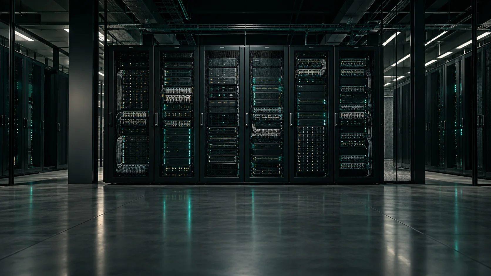Aufgeräumte Serverschränke in einem Rechenzentrum